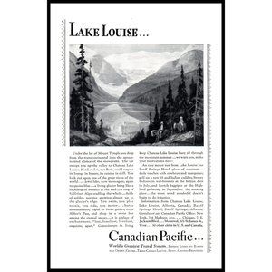 1929 Canadian Pacific Vacations Chateau Lake Louise Vintage Print Ad Wall Art